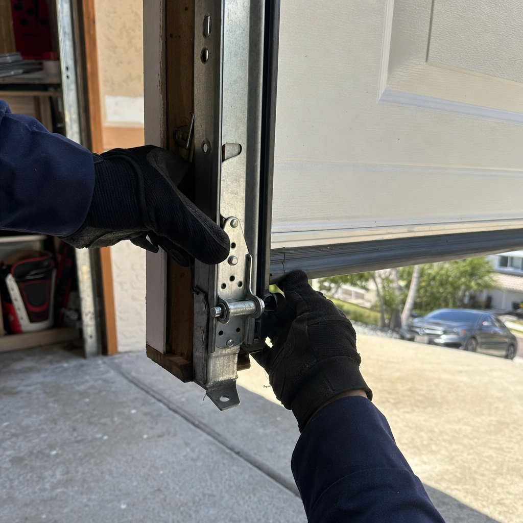 Garage door repair technician working on emergency service in Pompano Beach, FL
