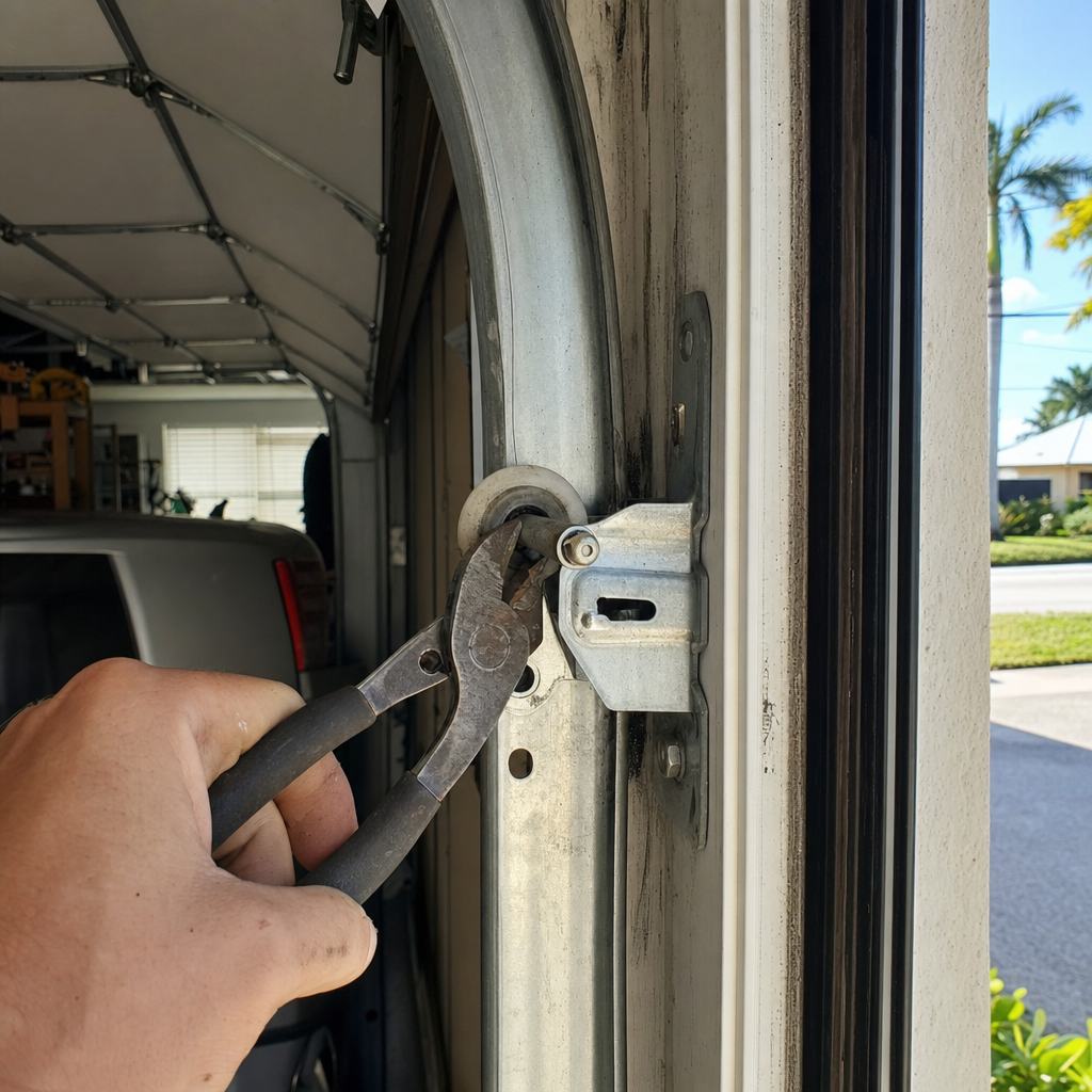 Garage door roller repair with pliers